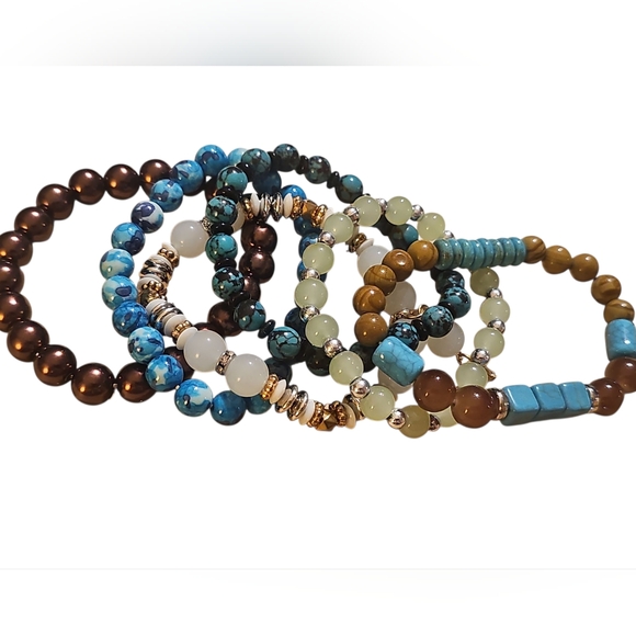 NWT Canyon Sky Set of 6 Southwest Aztec Turquoise Beaded Bracelets - Picture 1 of 5